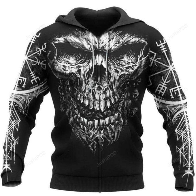 Viking Symbol Skull 3D All Print Hoodie, Zip- Up Hoodie