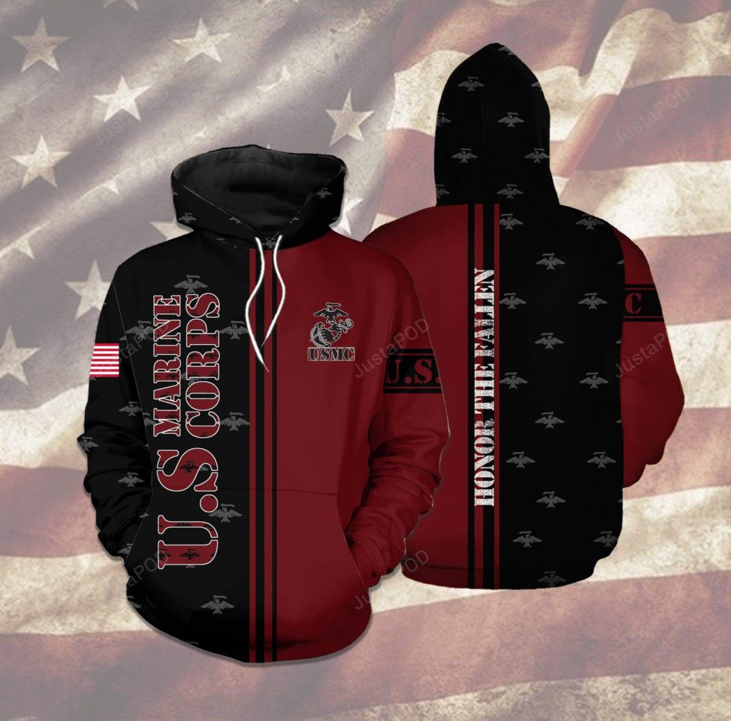 US Marine Corps 3D All Print Hoodie, Zip- Up Hoodie