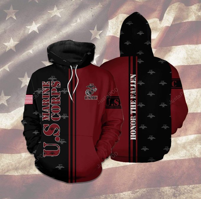 US Marine Corps 3D All Print Hoodie, Zip- Up Hoodie
