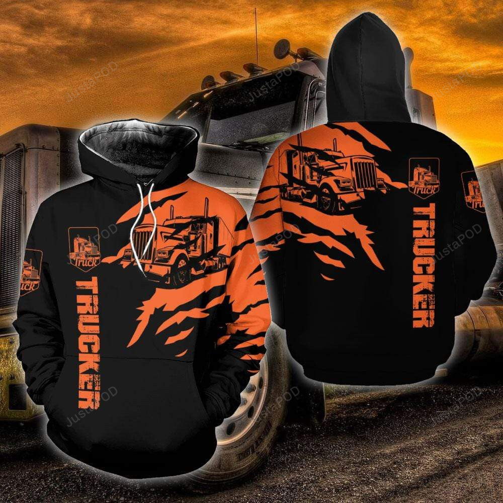 Trucker Orange 3D All Print Hoodie, Zip- Up Hoodie Trucker Orange 3D All Print Hoodie, Zip- Up Hoodie