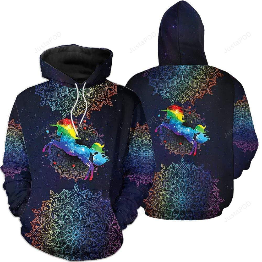 Colorful Unicorn Mandala 3D All Print Hoodie, Zip- Up Hoodie Colorful Unicorn Mandala 3D All Print Hoodie, Zip- Up Hoodie