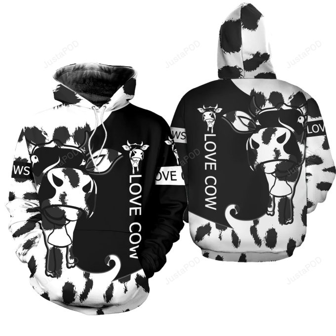 Love Cow 3D All Print Hoodie, Zip- Up Hoodie