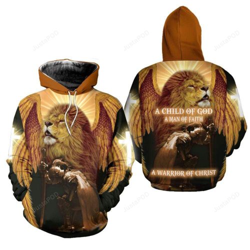 Jesus Lion Warrior Of Christ Gold 3D All Print Hoodie, Zip- Up Hoodie