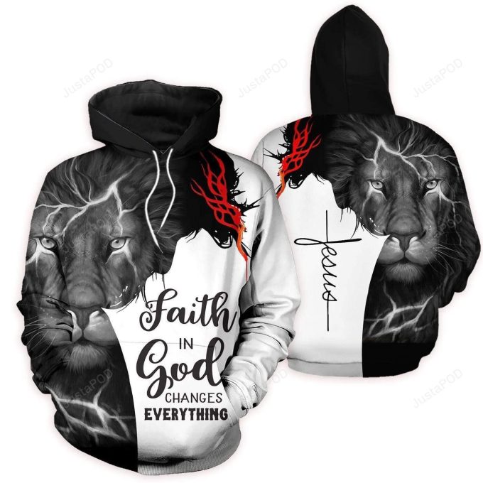 Lion Jesus Thunder Faith In God 3D All Print Hoodie, Zip- Up Hoodie