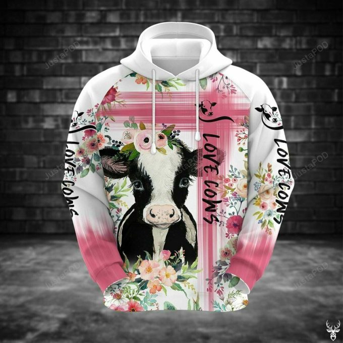 Cow Flower 3D All Over Printed Hoodie, Zip- Up Hoodie