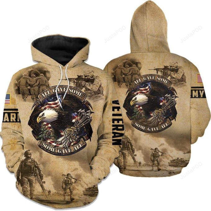 Eagle All Gave Some, Some Gave All 3D All Print Hoodie, Zip- Up Hoodie