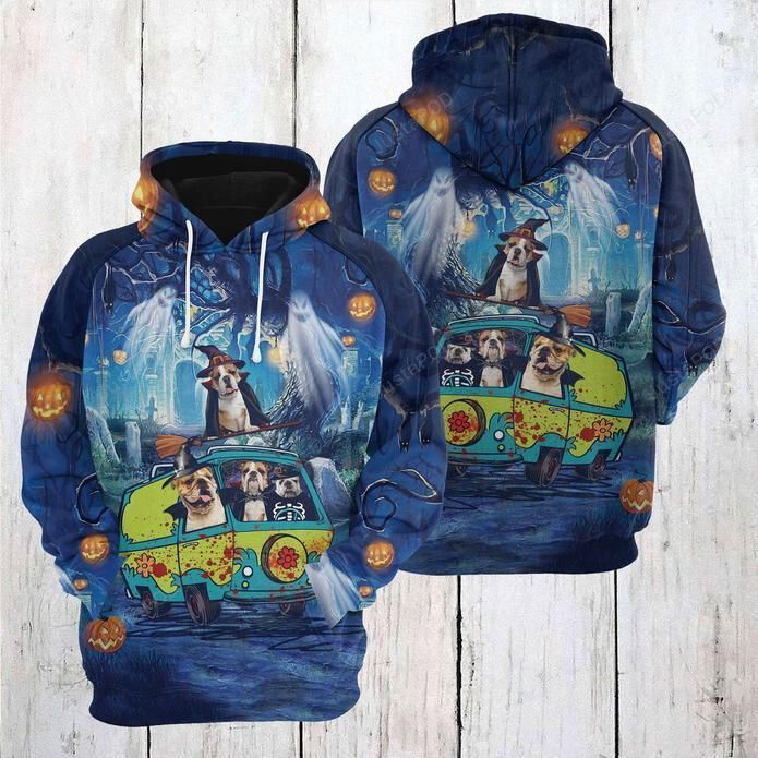 Bulldog Night Halloween 3D All Over Printed Hoodie, Zip- Up Hoodie Bulldog Night Halloween 3D All Over Printed Hoodie, Zip- Up Hoodie