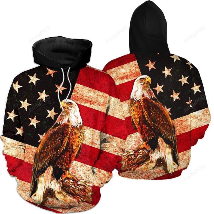American Flag Eagle 3D All Print Hoodie, Zip- Up Hoodie