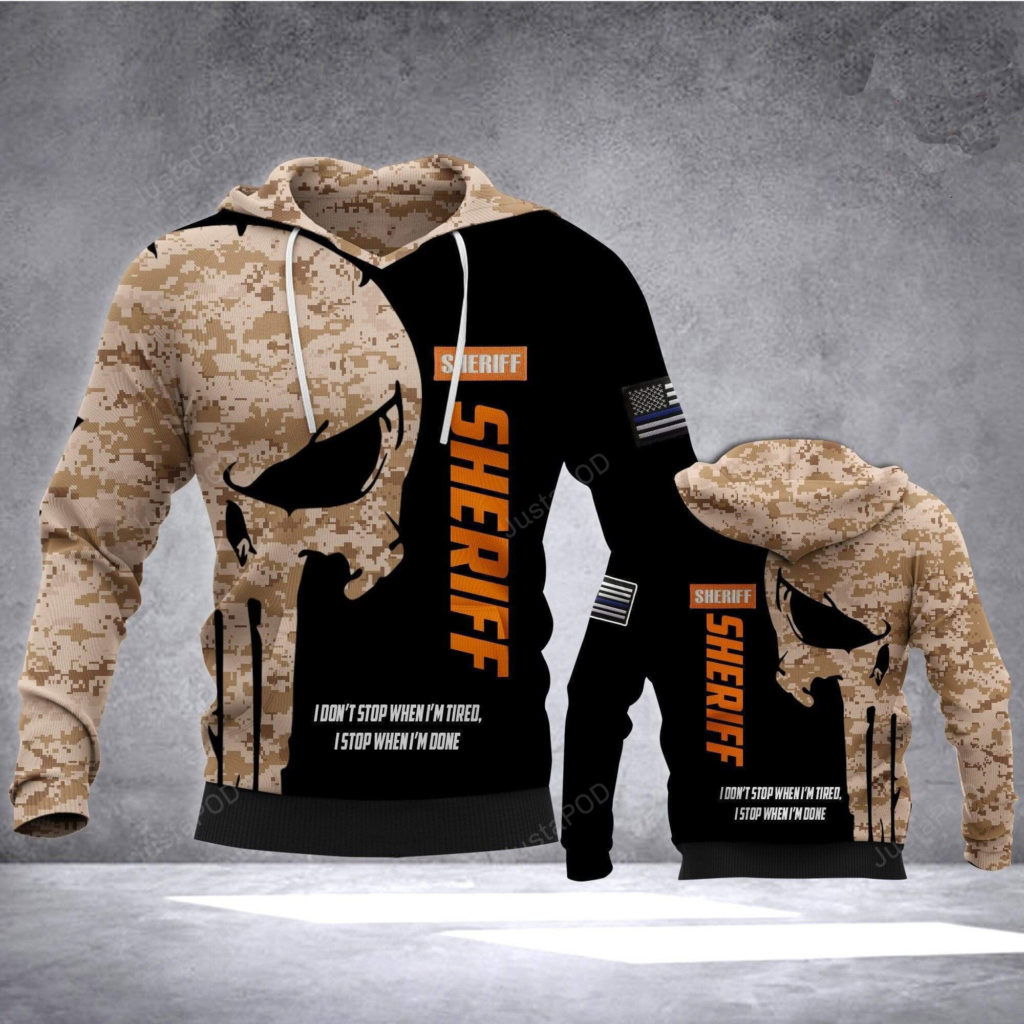 I Stop When I’m Done Skull Sheriff 3D All Print Hoodie, Zip- Up Hoodie
