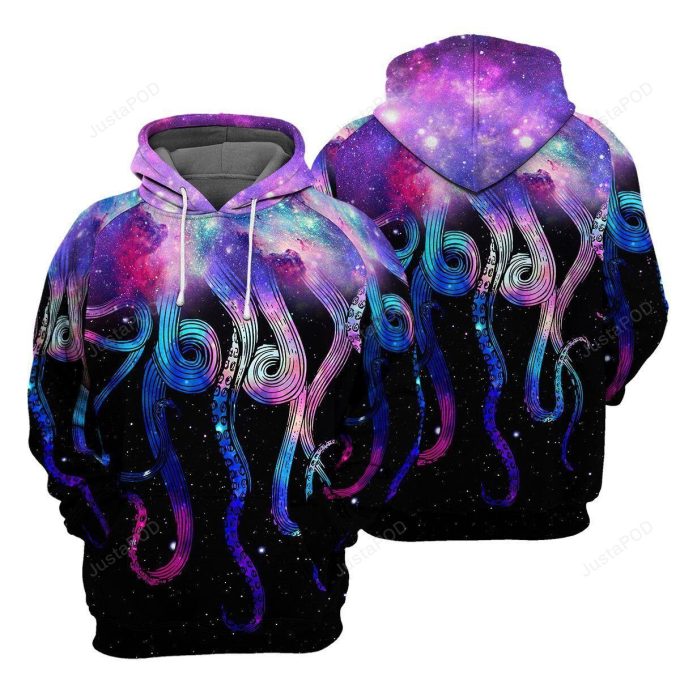 Galaxy Octopus 3D All Over Printed Hoodie, Zip- Up Hoodie