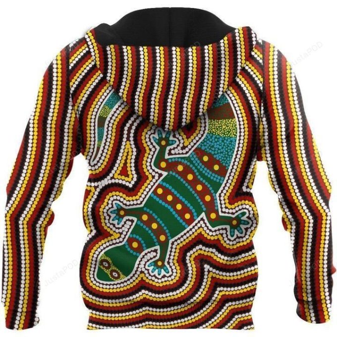 Aboriginal Lizard Dot 3D All Over Printed Hoodie, Zip- Up Hoodie