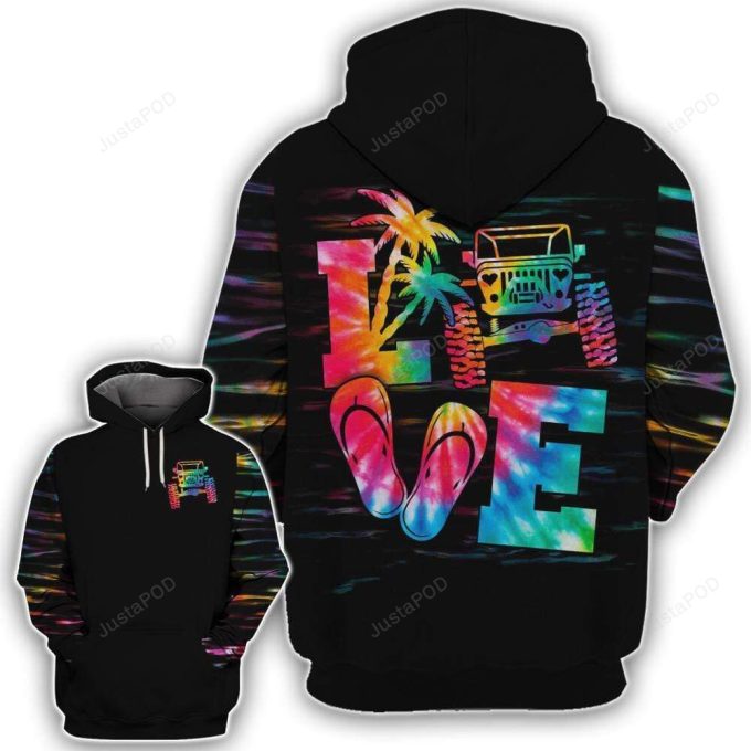 Jeep Coloful Light Love 3D All Print Hoodie, Zip- Up Hoodie
