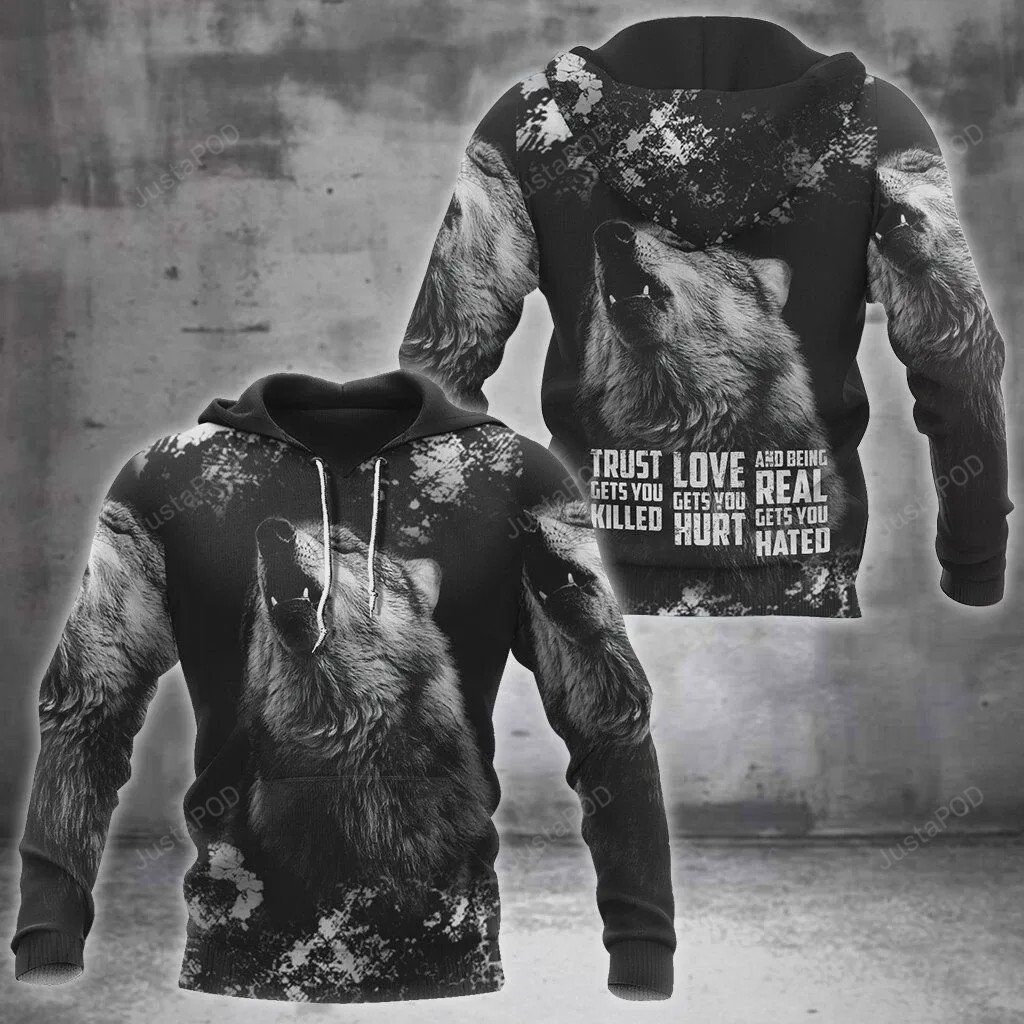 Black Wolf 3D All Over Printed Hoodie, Zip- Up Hoodie