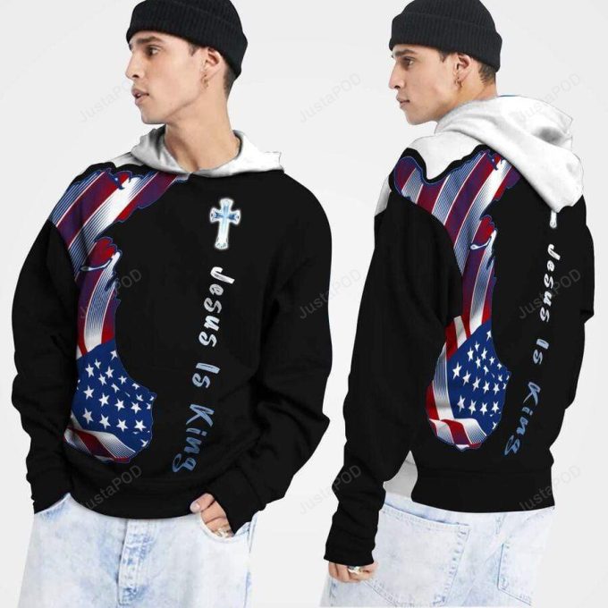 Jesus Is King American 3D All Print Hoodie, Zip- Up Hoodie