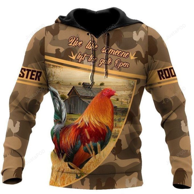 Love Rooster 3D All Over Printed Hoodie, Zip- Up Hoodie