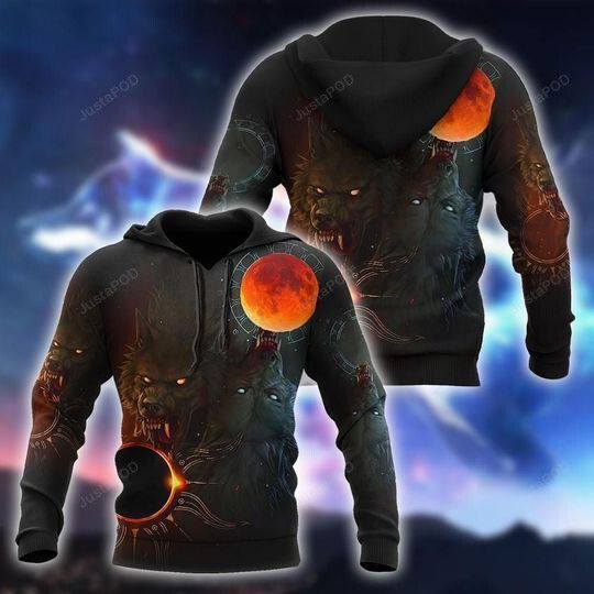 Wolf And Sun Black 3D All Over Printed Hoodie, Zip- Up Hoodie Wolf And Sun Black 3D All Over Printed Hoodie, Zip- Up Hoodie