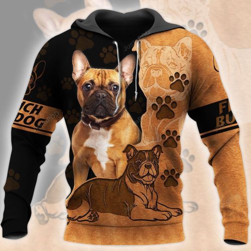 Bulldog 3D All Over Printed Hoodie, Zip- Up Hoodie