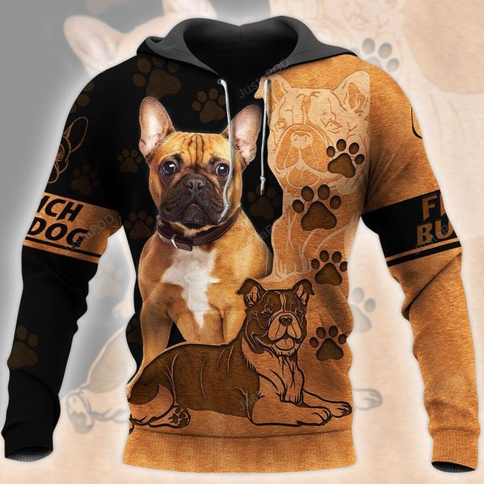 Bulldog 3D All Over Printed Hoodie, Zip- Up Hoodie
