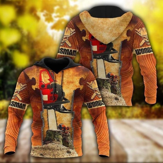Woodsman Orange 3D All Over Printed Hoodie, Zip- Up Hoodie
