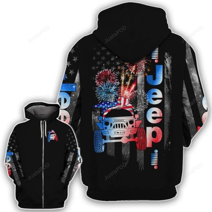 Jeep Fireworks 4th Of July 3D All Print Hoodie, Zip- Up Hoodie
