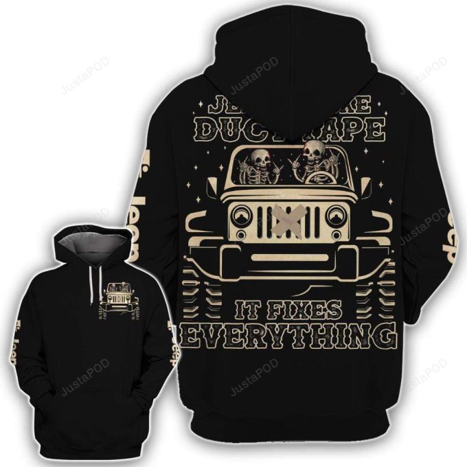Jeep Is Like Duct Tape Skull 3D All Print Hoodie, Zip- Up Hoodie