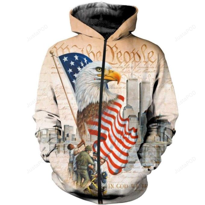 Patriot Eagle Veteran Memorial Day 3D All Print Hoodie, Zip- Up Hoodie