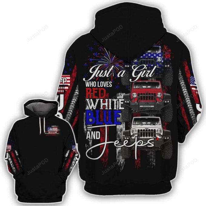 Red White Blue And Jeeps 3D All Print Hoodie, Zip- Up Hoodie