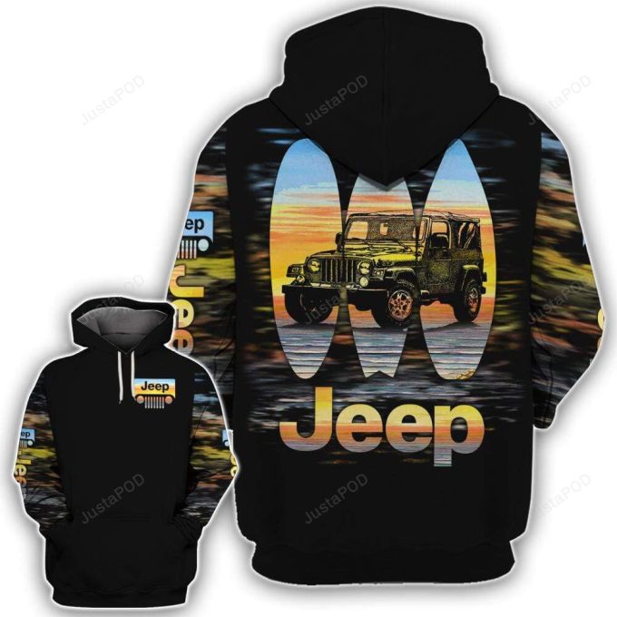 Jeep Surfing Board 3D All Print Hoodie, Zip- Up Hoodie