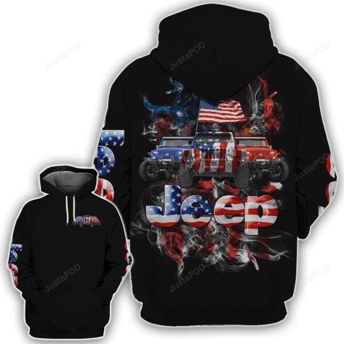Jeeps U.S Smoke 3D All Print Hoodie, Zip- Up Hoodie