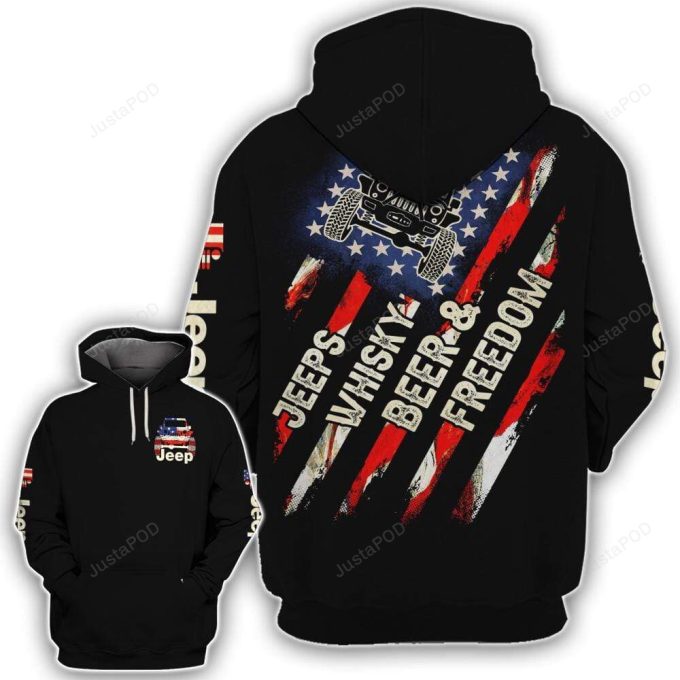 Jeep Whisky Beer And Freedom 3D All Print Hoodie, Zip- Up Hoodie