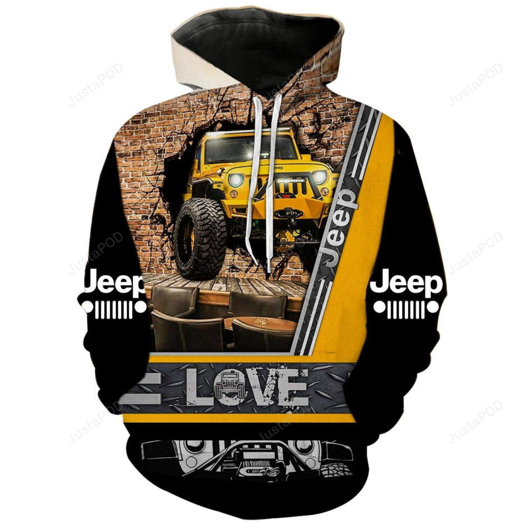 Jeep Love Yellow Special 3D All Print Hoodie, Zip- Up Hoodie