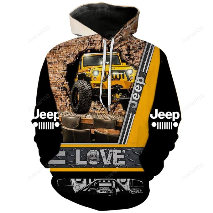 Jeep Love Yellow Special 3D All Print Hoodie, Zip- Up Hoodie