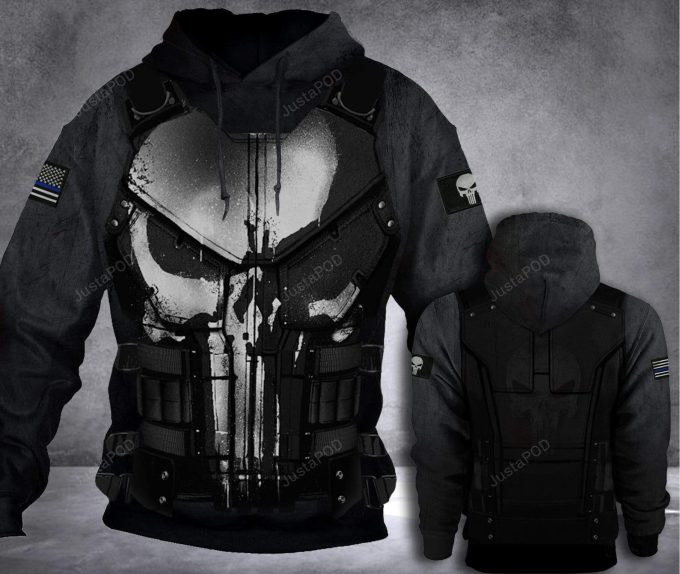 Cool Police Skull Black 3D All Print Hoodie, Zip- Up Hoodie