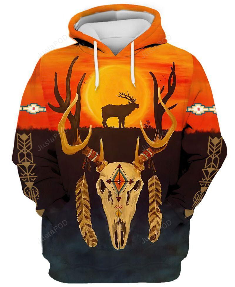 Amazing Deer Skull Tribal Orange Brown 3D All Print Hoodie, Zip- Up Hoodie Amazing Deer Skull Tribal Orange Brown 3D All Print Hoodie, Zip- Up Hoodie