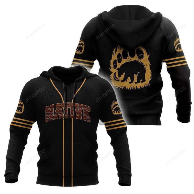 Native American Bear 3D All Print Hoodie, Zip- Up Hoodie