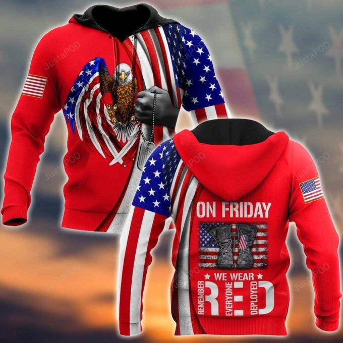 On Friday We Wear Red Eagle 3D All Print Hoodie, Zip- Up Hoodie