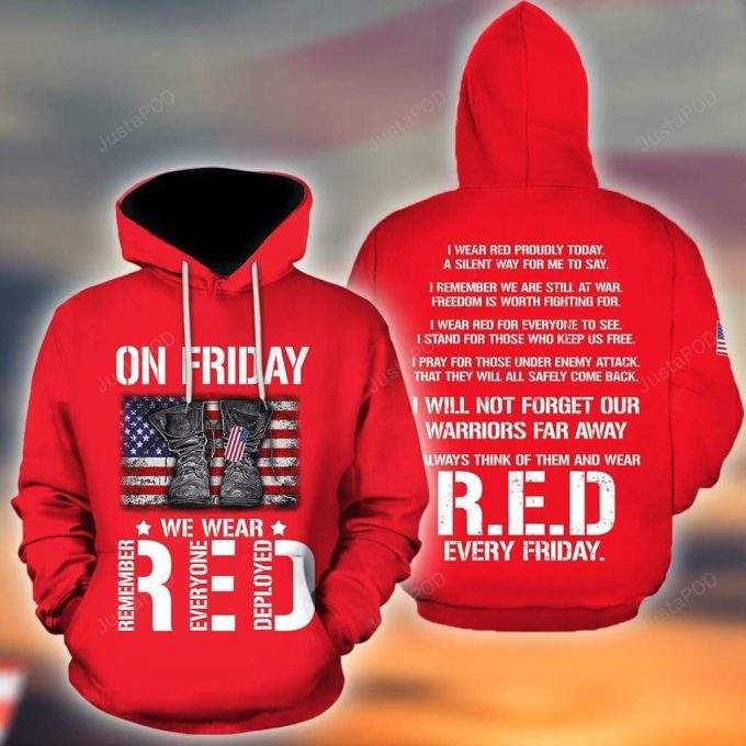 On Friday We Wear Red 3D All Print Hoodie, Zip- Up Hoodie