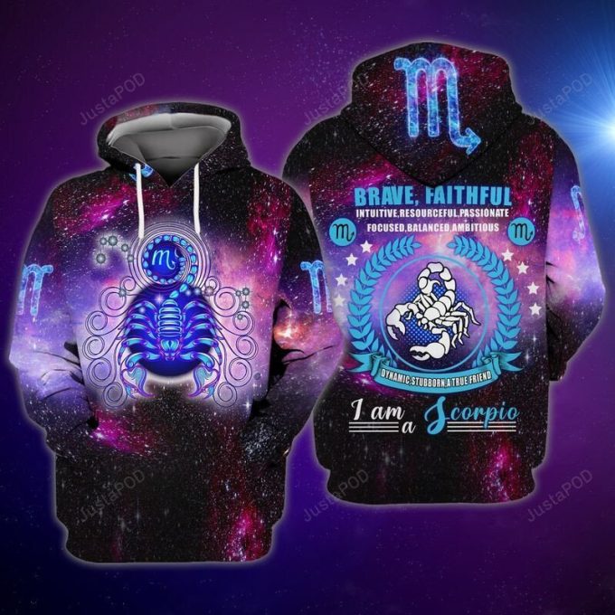 Zodiac Scorpio 3D All Over Printed Hoodie, Zip- Up Hoodie