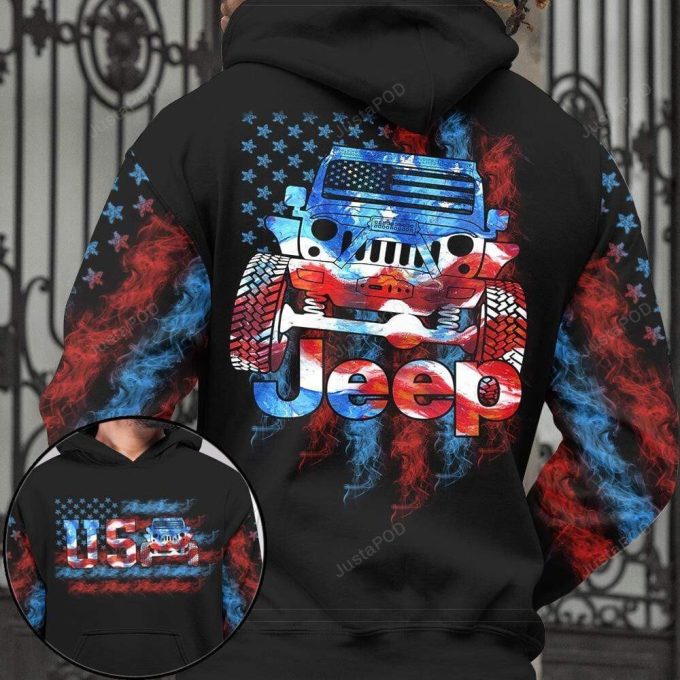 USA Jeep Smoke Flag 3D All Print Hoodie, Zip- Up Hoodie