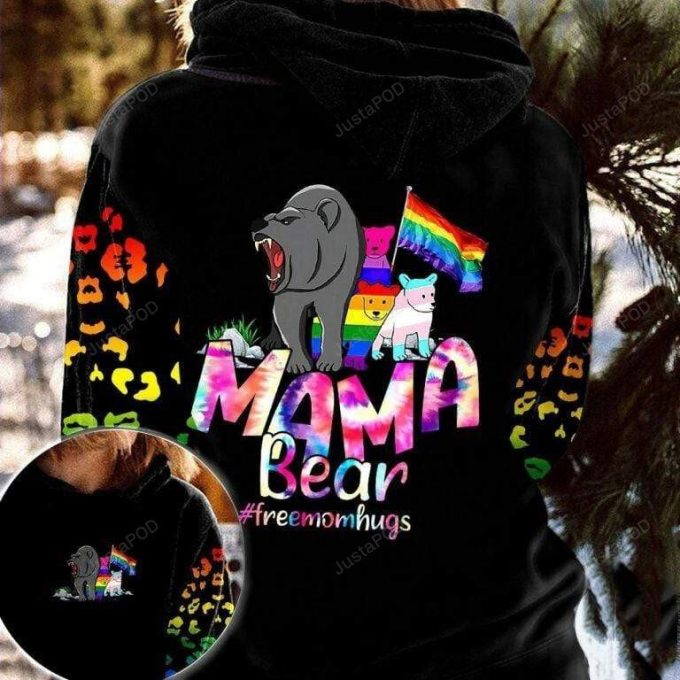 LGBT Mama Bear Free Mom Hugs 3D All Print Hoodie, Zip- Up Hoodie