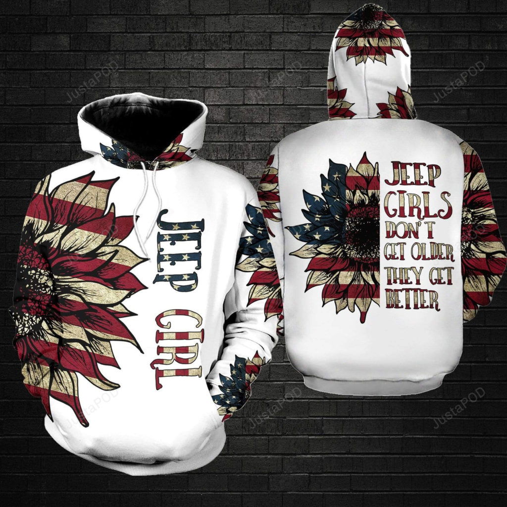 Jeep Girl Don’t Get Older American Flag 3D All Print Hoodie, Zip- Up Hoodie