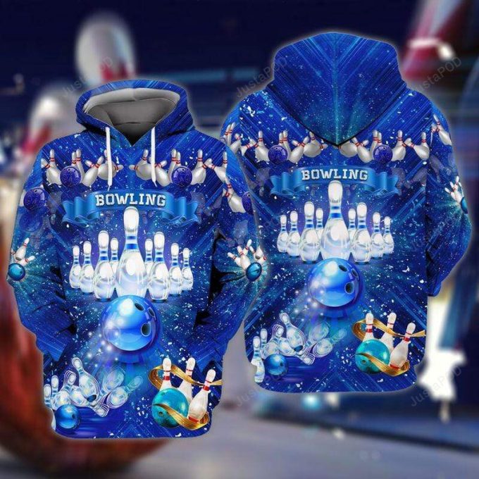 Amazing Blue Bowling Glowing 3D All Print Hoodie, Zip- Up Hoodie
