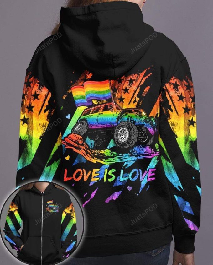 Jeep LGBT Love Is Love 3D All Print Hoodie, Zip- Up Hoodie