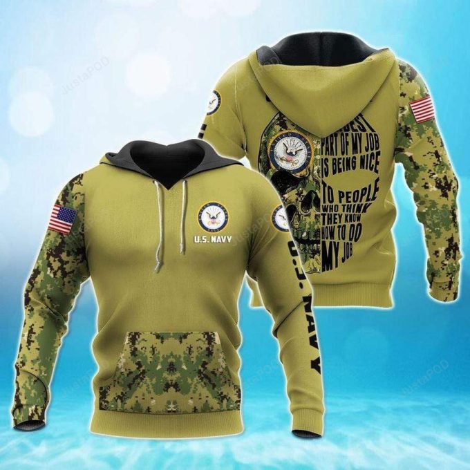 U.S Navy The Best Part Of My Job Skull 3D All Print Hoodie, Zip- Up Hoodie