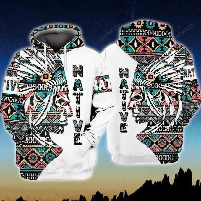 Native Chief Tribal Pattern 3D All Print Hoodie, Zip- Up Hoodie