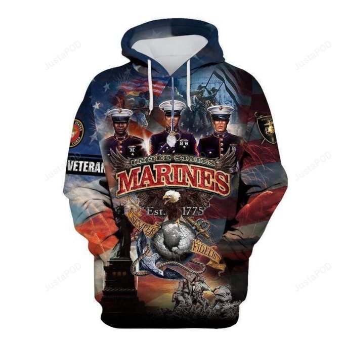 Amazing United States Marine Veteran Eagle 3D All Print Hoodie, Zip- Up Hoodie