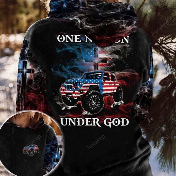 One Nation Under God Jeep Flag 3D All Print Hoodie, Zip- Up Hoodie