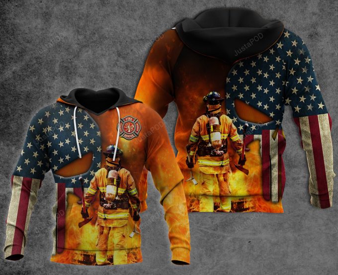 American Flag US Firefighter 3D All Print Hoodie, Zip- Up Hoodie