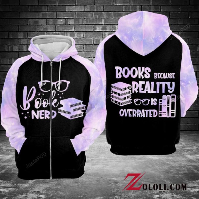 Book Nerd 3D All Print Hoodie, Zip- Up Hoodie