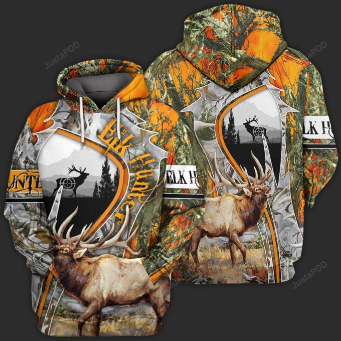 ELK Hunter 3D All Print Hoodie, Zip- Up Hoodie